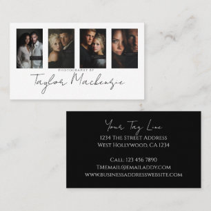 Scroll Typography 4 Photo Template Personalised Business Card
