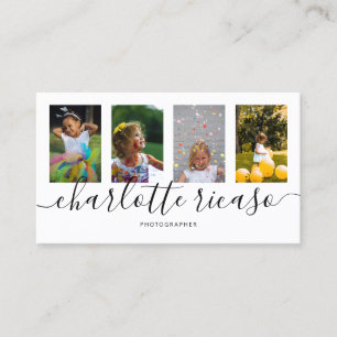 Scroll Typography 4 Photo Template Personalised Business Card