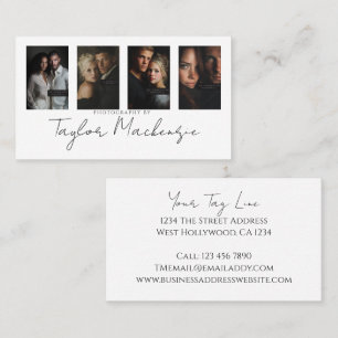 Scroll Typography 4 Photo Template Personalised Business Card