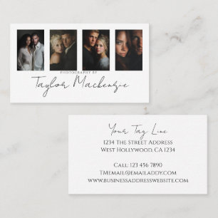 Scroll Typography 4 Photo Template Personalized Business Card