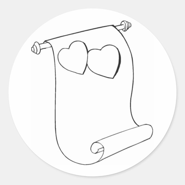 Scroll With Hearts Classic Round Sticker (Front)