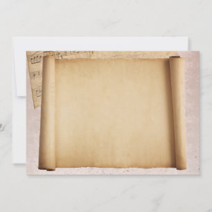 Scroll with musical notes invitation