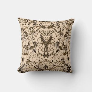 Scroll Work, 2 Tone Brown-Square Throw Pillow