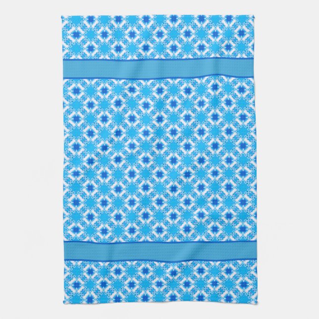 Scrolled Diamond Tiles Tea Towel (Vertical)