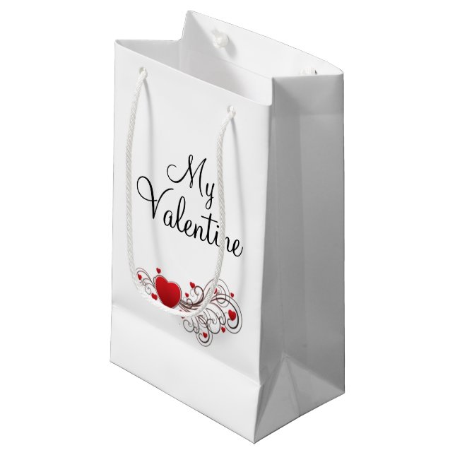 Scrolled Heart Small Gift Bag (Front Angled)