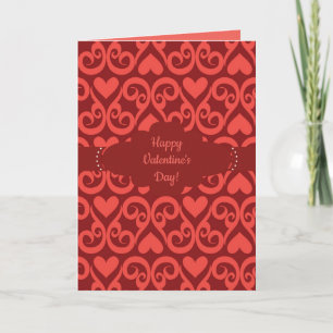 Scrolled Hearts Design Valentine's Card