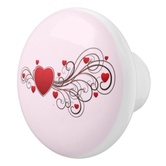 Scrolled Hearts kash003 Ceramic Knob (Right)