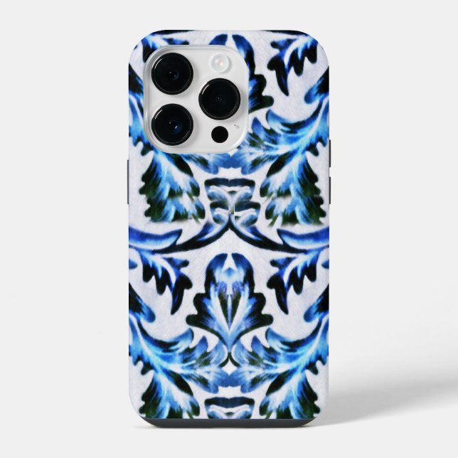 Scrolled Leaf Blue iPhone Case (Back)