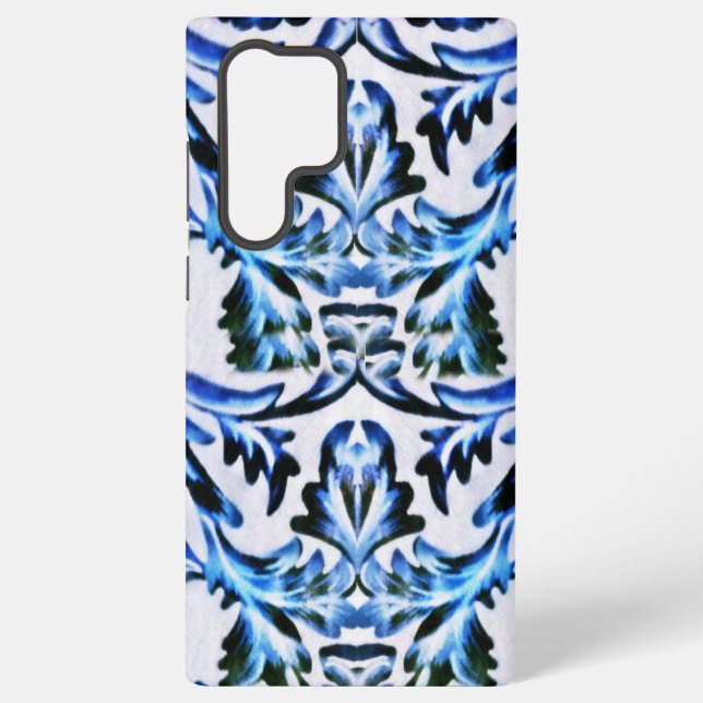 Scrolled Leaf Blue Samsung Galaxy Case (Back)