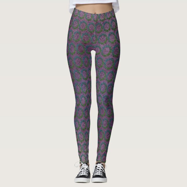 Scrolled Purple Inspirations Leggings (Front)