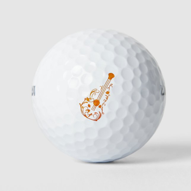 Scrolled Wood Guitar Golf Balls (Front)