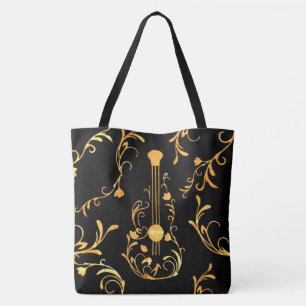 Scrolled Wood Guitar Tote Bag