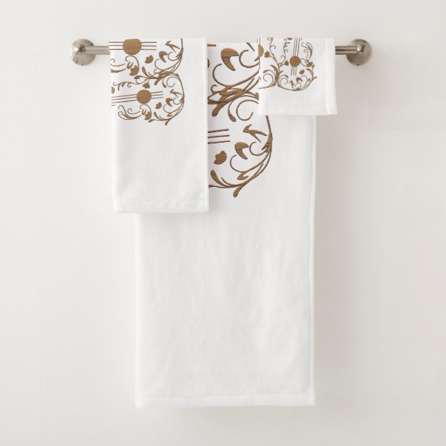 Scrolled Wood Guitars Bath Towel Set (Insitu)
