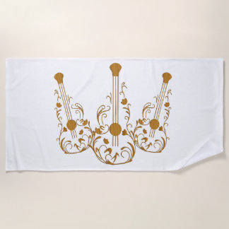 Scrolled Wood Guitars Beach Towel