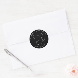 Scrolling Butterfly Custom Wedding Sticker
