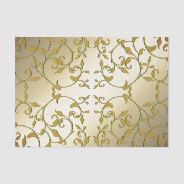 Scrolling Gold Leaves Tissue Paper (Front)