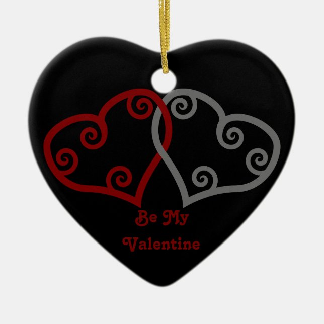 Scrolling Hearts Be My Valentine Ornament (Front)
