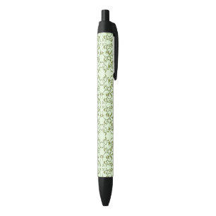 Scrolling Olive Leaves Black Ink Pen