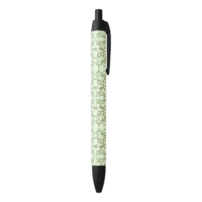 Scrolling Olive Leaves Black Ink Pen (Bottom (Vertical))