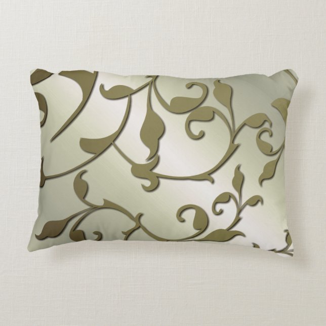 Scrolling Olive Leaves Decorative Cushion (Back)