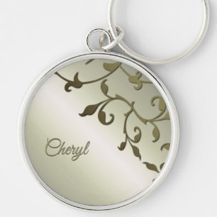 Scrolling Olive Leaves Personal Key Ring