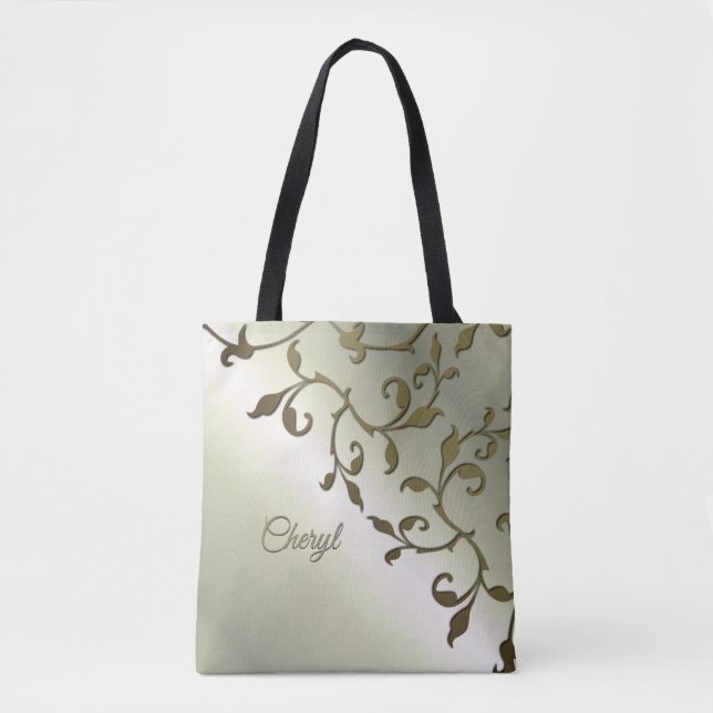 Scrolling Olive Leaves Personal Tote Bag (Front)