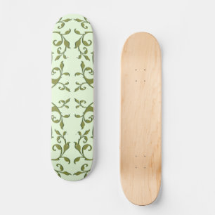 Scrolling Olive Leaves Skateboard