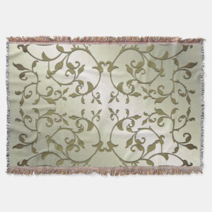 Scrolling Olive Leaves Throw Blanket