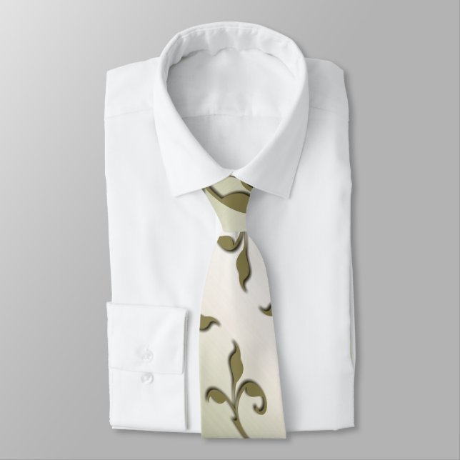 Scrolling Olive Leaves Tie (Tied)