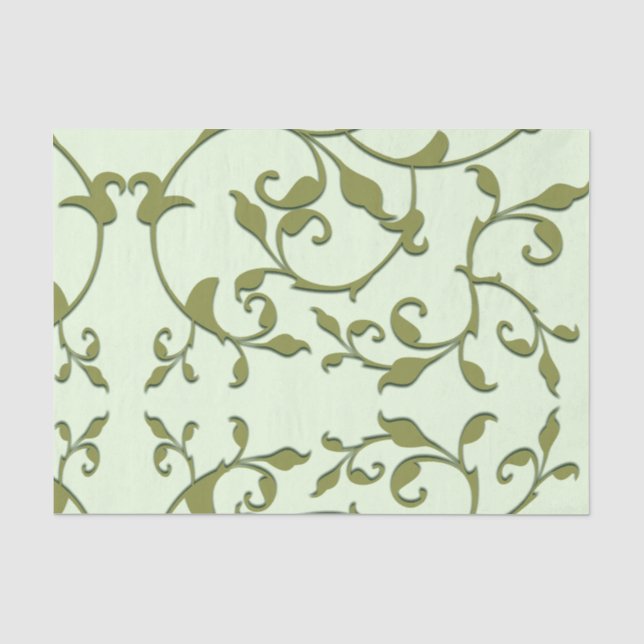Scrolling Olive Leaves Tissue Paper (Front)
