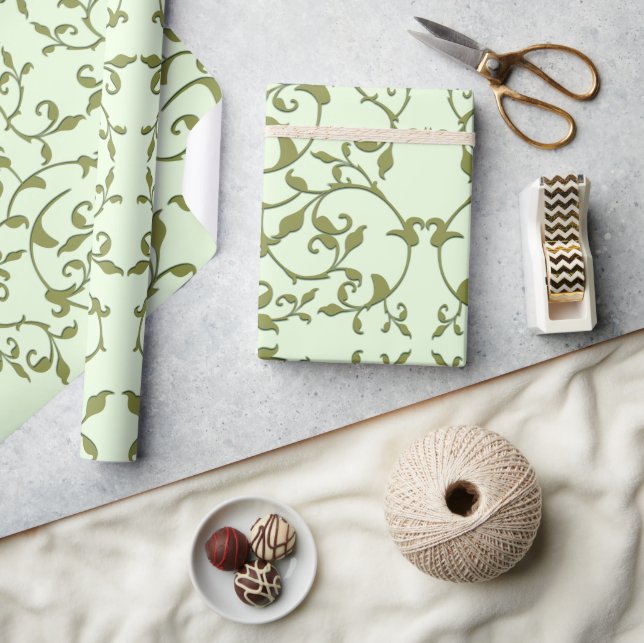 Scrolling Olive Leaves Wrapping Paper (Crafts)