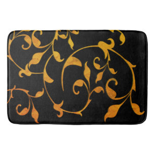 Scrolling Rust and BLack Bath Mat