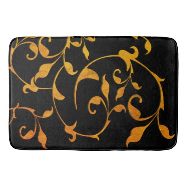 Scrolling Rust and BLack Bath Mat (Front)
