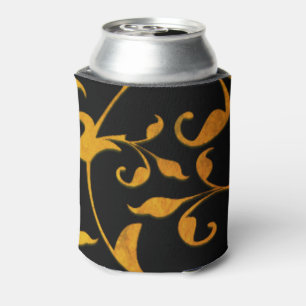 Scrolling Rust and Black Can Cooler