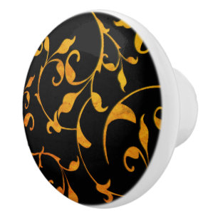 Scrolling Rust and BLack Ceramic Knob