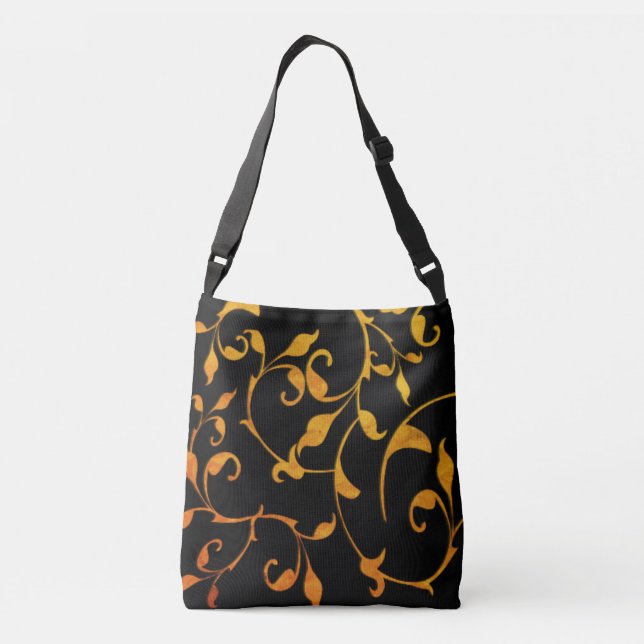Scrolling Rust and Black Crossbody Bag (Back)
