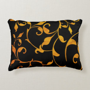Scrolling Rust and Black Decorative Cushion