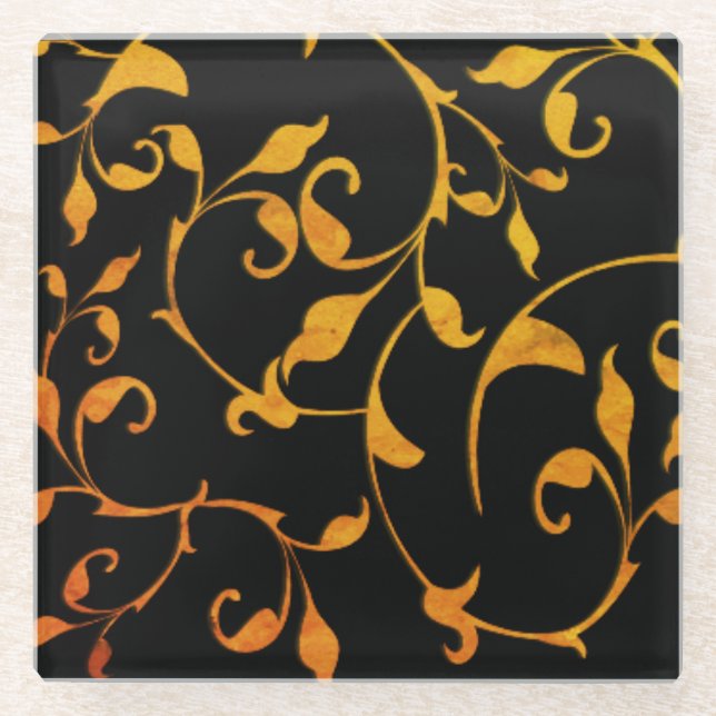  Scrolling Rust and Black Glass Coaster (Front)
