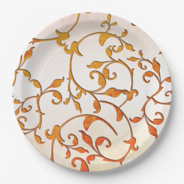 Scrolling Rust Paper Plate (Front)
