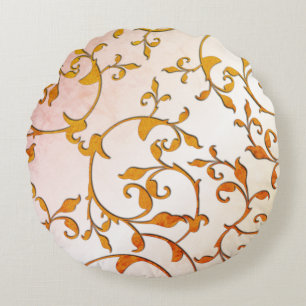 Scrolling Rust Round Cushion