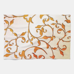Scrolling Rust Tea Towel