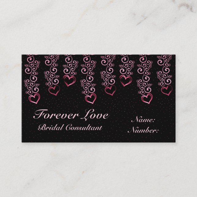 Scrolling Vine Hearts Business Card (Front)