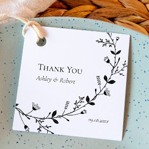 Scrolling Vine Wedding Thank You Gift Favour Tags