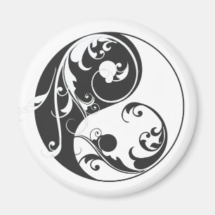 Scrolling Yin & Yang (black) Magnet