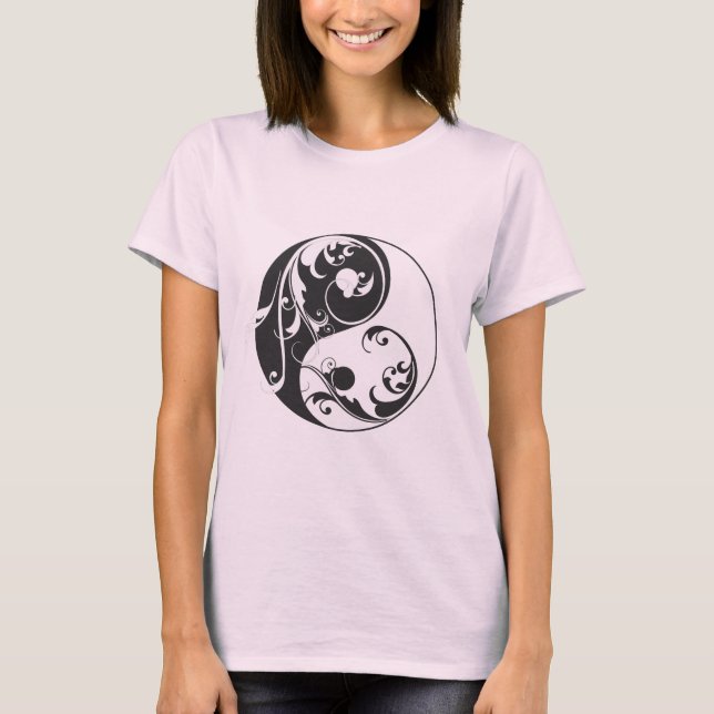 Scrolling Yin & Yang (black) T-Shirt (Front)