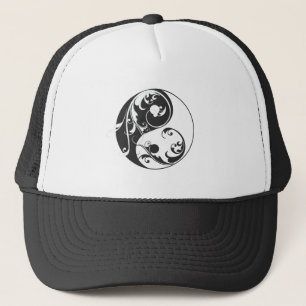 Scrolling Yin & Yang (black) Trucker Hat
