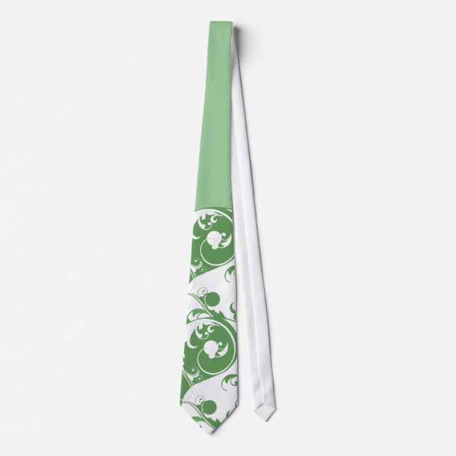 Scrolling Yin & Yang (green) Tie (Front)