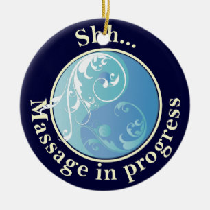 Scrolling Yin Yang Massage Do Not Disturb Ceramic Tree Decoration