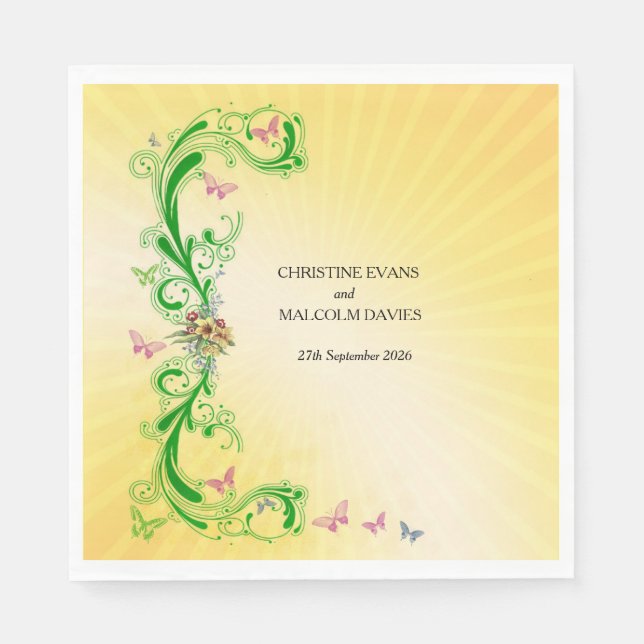 Scrolls and Butterflies Napkin (Front)
