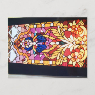 Scrolls, flowers and jewels window postcard